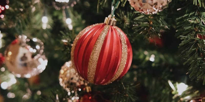 A Christmas tree with ornaments